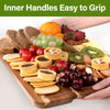 3 PCS Acacia Wood Eco-Friendly Cutting Board Set Holder Deep Juice Grooves Built-in