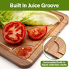 3 PCS Acacia Wood Eco-Friendly Cutting Board Set Holder Deep Juice Grooves Built-in