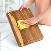 3 PCS Acacia Wood Eco-Friendly Cutting Board Set Holder Deep Juice Grooves Built-in