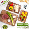 3 PCS Acacia Wood Eco-Friendly Cutting Board Set Holder Deep Juice Grooves Built-in