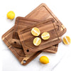 3 PCS Acacia Wood Eco-Friendly Cutting Board Set Holder Deep Juice Grooves Built-in