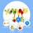 Colorful caterpillar-shaped baby toy with various features on a blue background