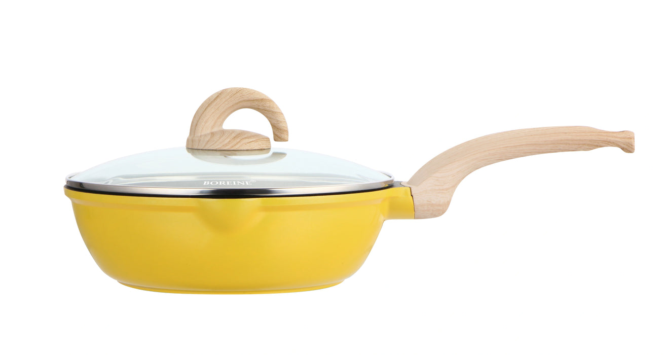 Aluminum Non-Stick Deep Fry Pan Set – Modern Cookware with Glass Lid