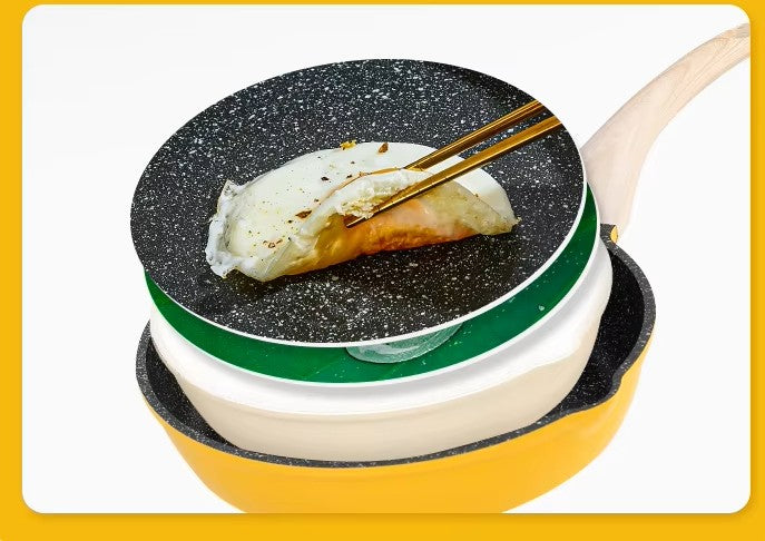 Aluminum Non-Stick Deep Fry Pan Set – Modern Cookware with Glass Lid