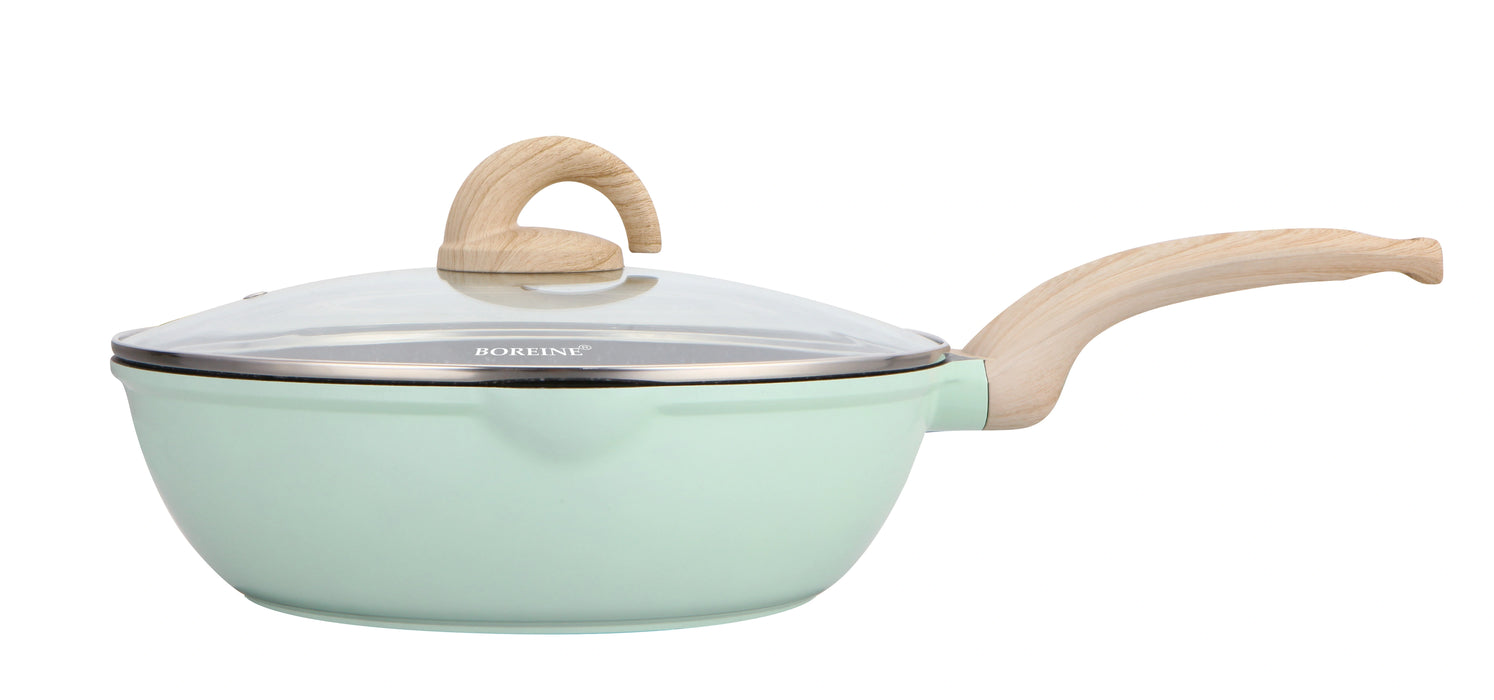 Aluminum Non-Stick Deep Fry Pan Set – Modern Cookware with Glass Lid