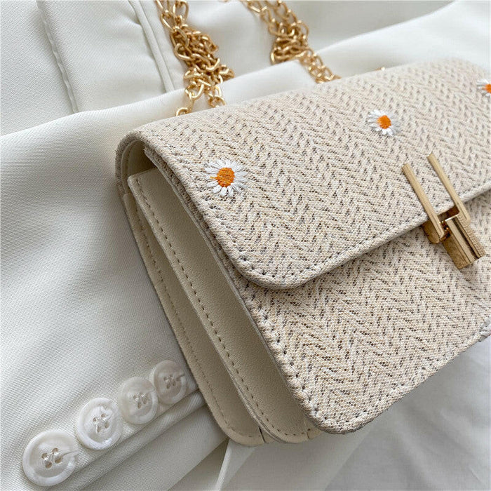 Lace Flower Woven Bag Versatile Chain Bag
