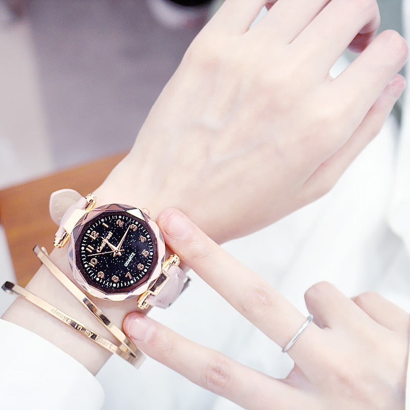 Starry Sky Women Watches  Leather Ladies Bracelet Watch