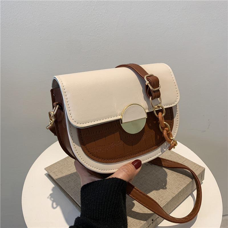 French Semi-Circle New Texture  Shoulder Saddle Bag