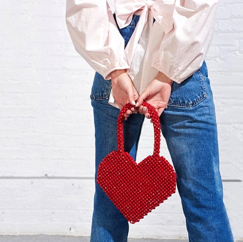 Small Group Fashion Love Handmade Bag Red / black Top-Handle