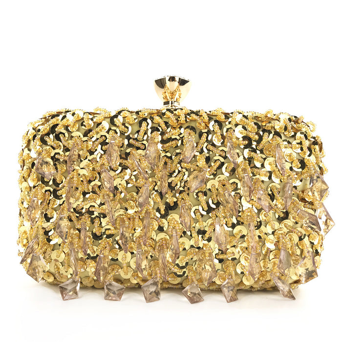 Hand-Held Evening Bag Handmade Double-Sided Bead Embroidery Bag Sequin Bag Ladies Evening Bag