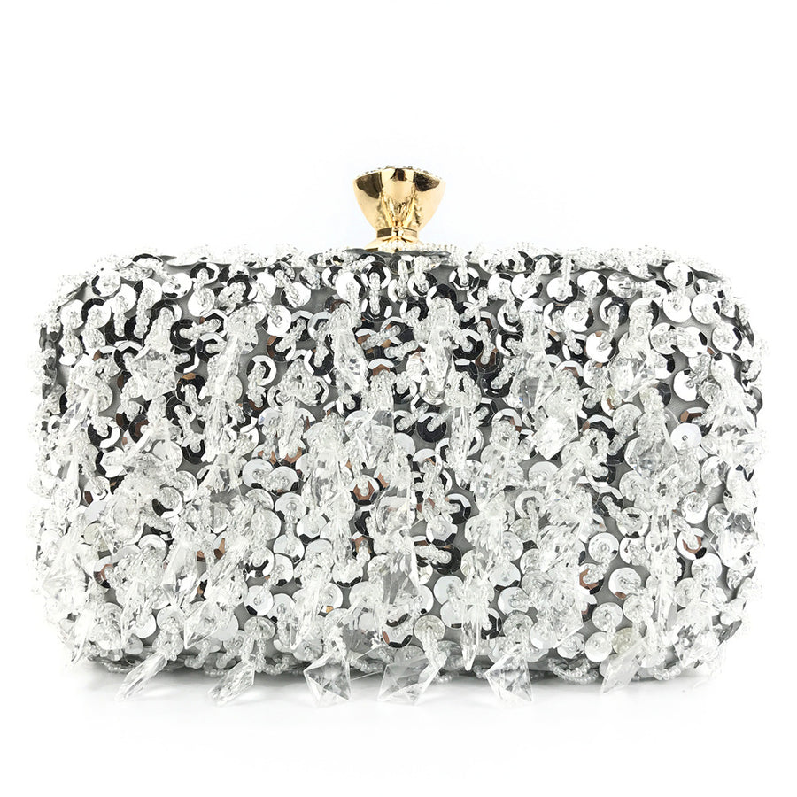 Hand-Held Evening Bag Handmade Double-Sided Bead Embroidery Bag Sequin Bag Ladies Evening Bag