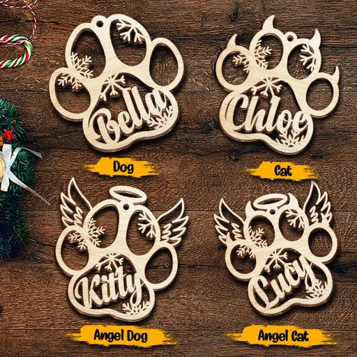 Personalized Dog Name Paw Christmas Ornament.