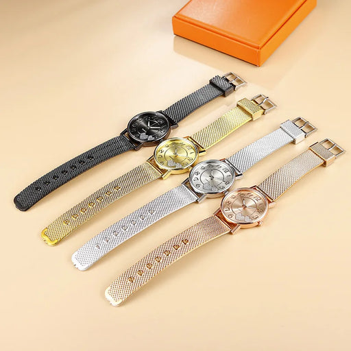 Top Fashion Women Watches Ladies Watch Silver Heart Dial Silicone Mesh Belt Wrist Watch Reloj Mujer Montre Femme Women's Watch
