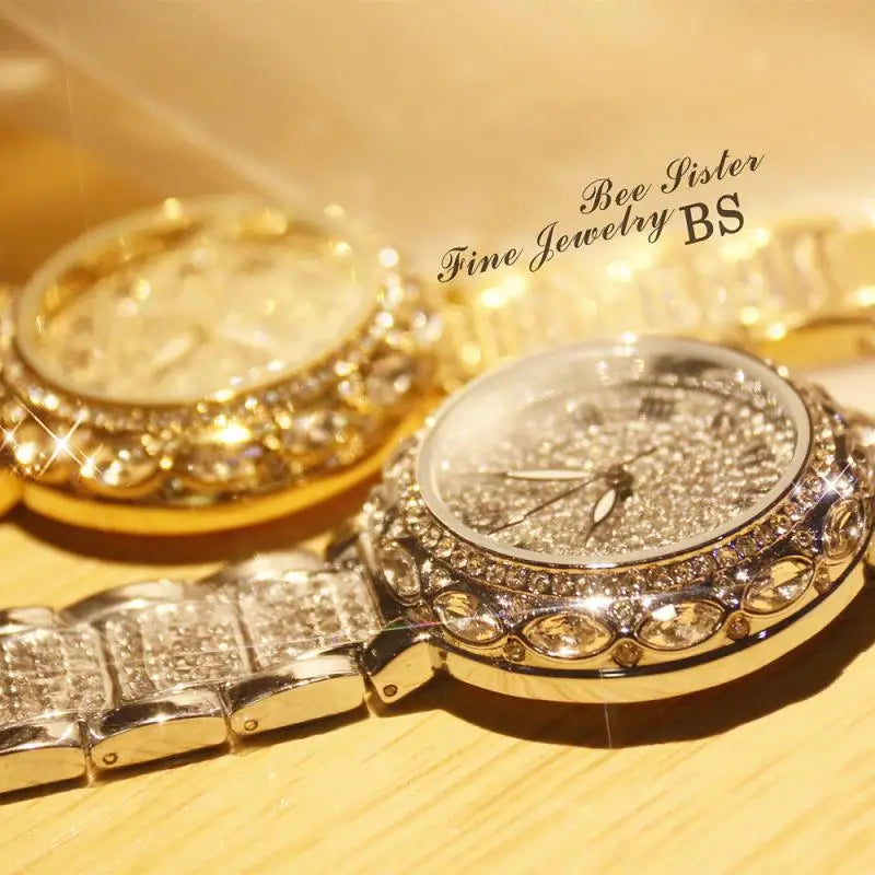 Stainless Steel Rhinestone Crystal Ladies Quartz Watch