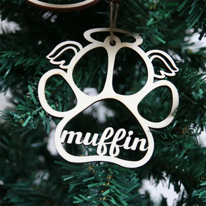 Personalized Dog Name Paw Christmas Ornament.
