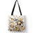 Women Travel Practical Shoulder Bag Cartoon Lovely Cat Printed Durable Linen Tote Bag for Marketing Girls Casual School Handbag