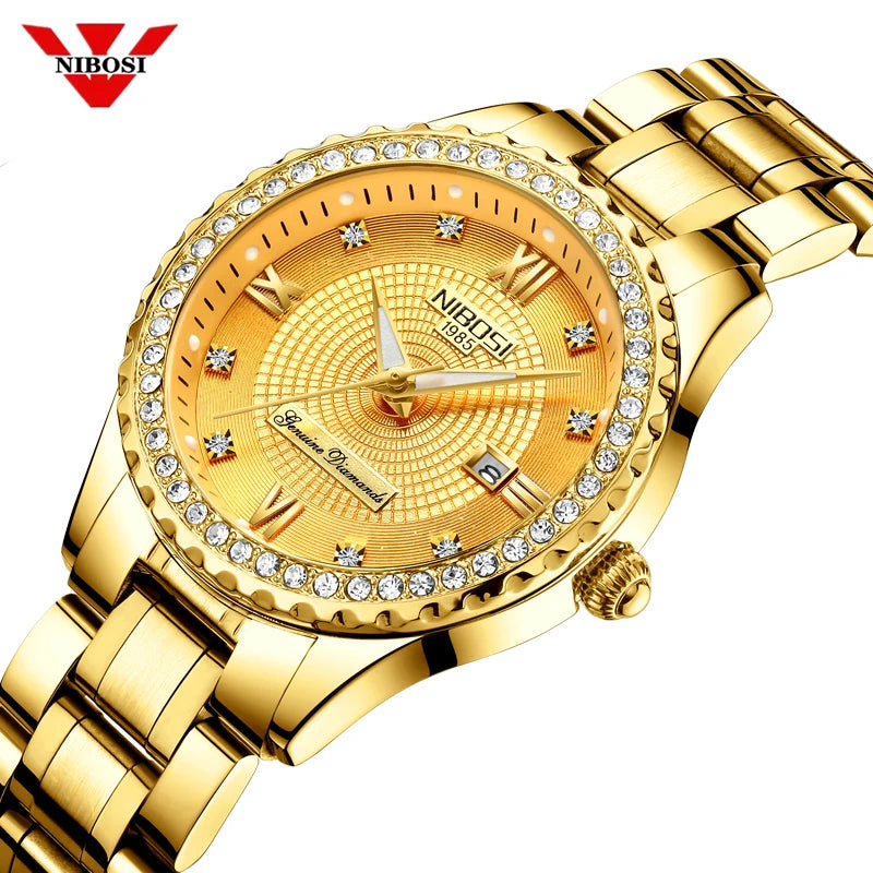 Top Brand Luxury Gold Ladies Watch Stainless Steel Band Classic