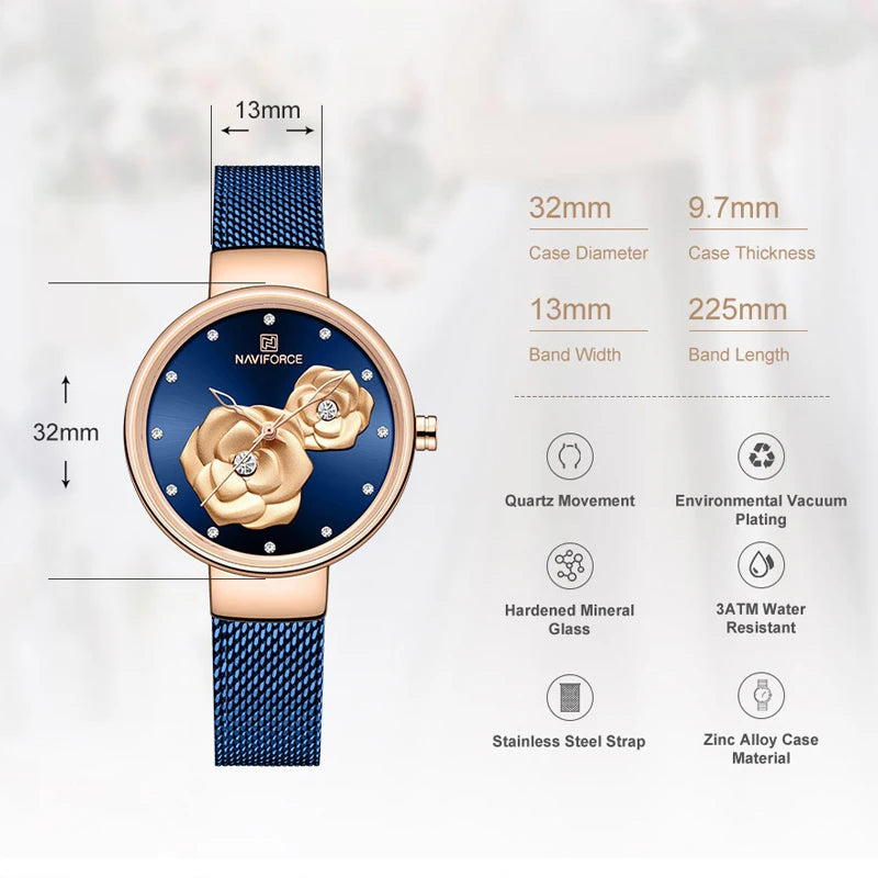 Top Luxury Brand Ladies Fashion Stainless Steel Quartz Watch