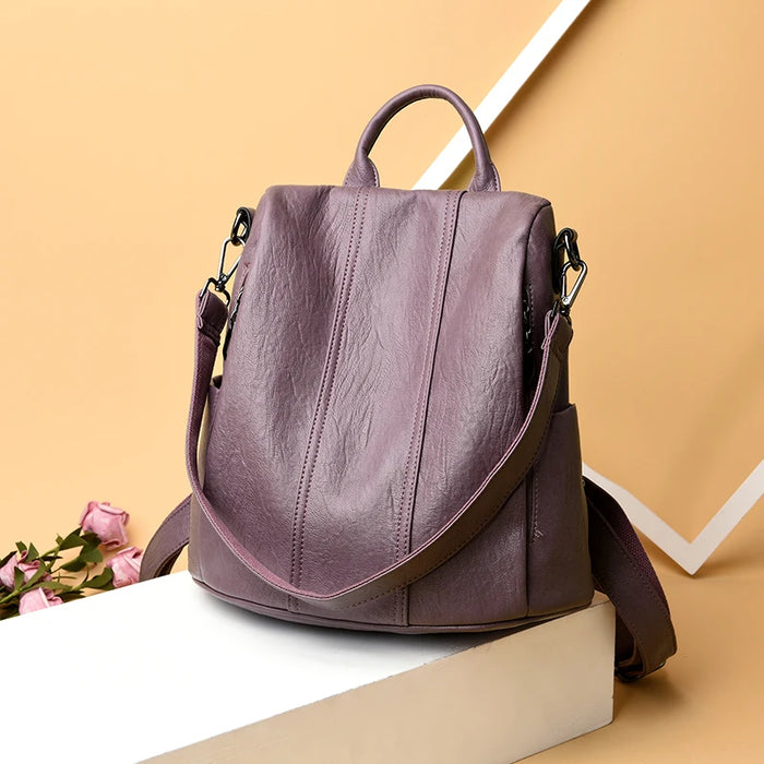Waterproof Anti-Theft Leather Backpack