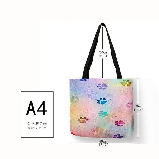 Women Travel Practical Shoulder Bag Cartoon Lovely Cat Printed Durable Linen Tote Bag for Marketing Girls Casual School Handbag