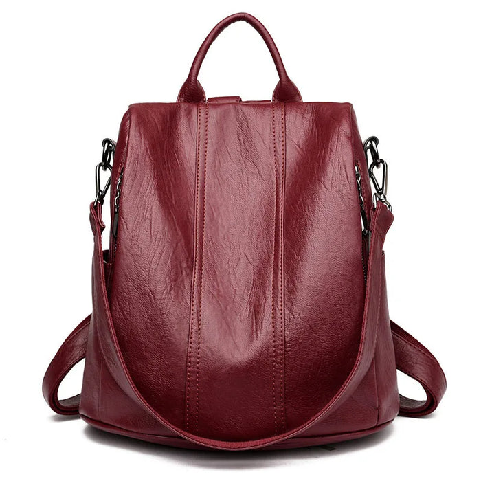 Waterproof Anti-Theft Leather Backpack