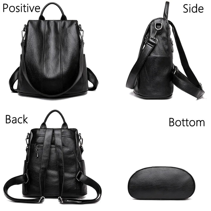 Waterproof Anti-Theft Leather Backpack