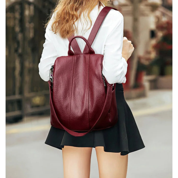 Waterproof Anti-Theft Leather Backpack