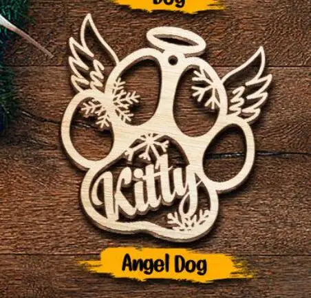 Personalized Dog Name Paw Christmas Ornament.
