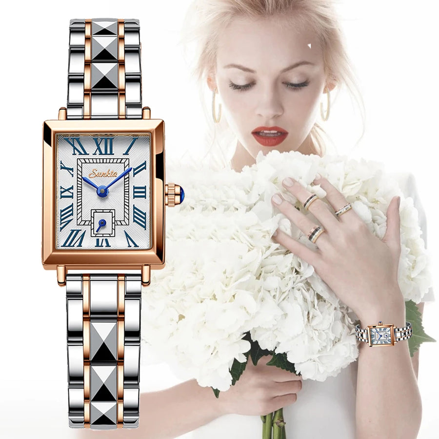 Rose Gold Top Luxury Watch Woman Quartz Waterproof