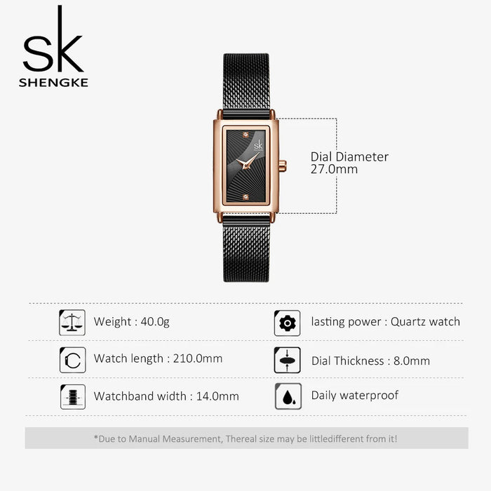 Shengke Women Watches Fashion Geneva Designer Ladies Watch Luxury Brand Rectangle Quartz Gold Wrist Watch Luxury Gifts For Women