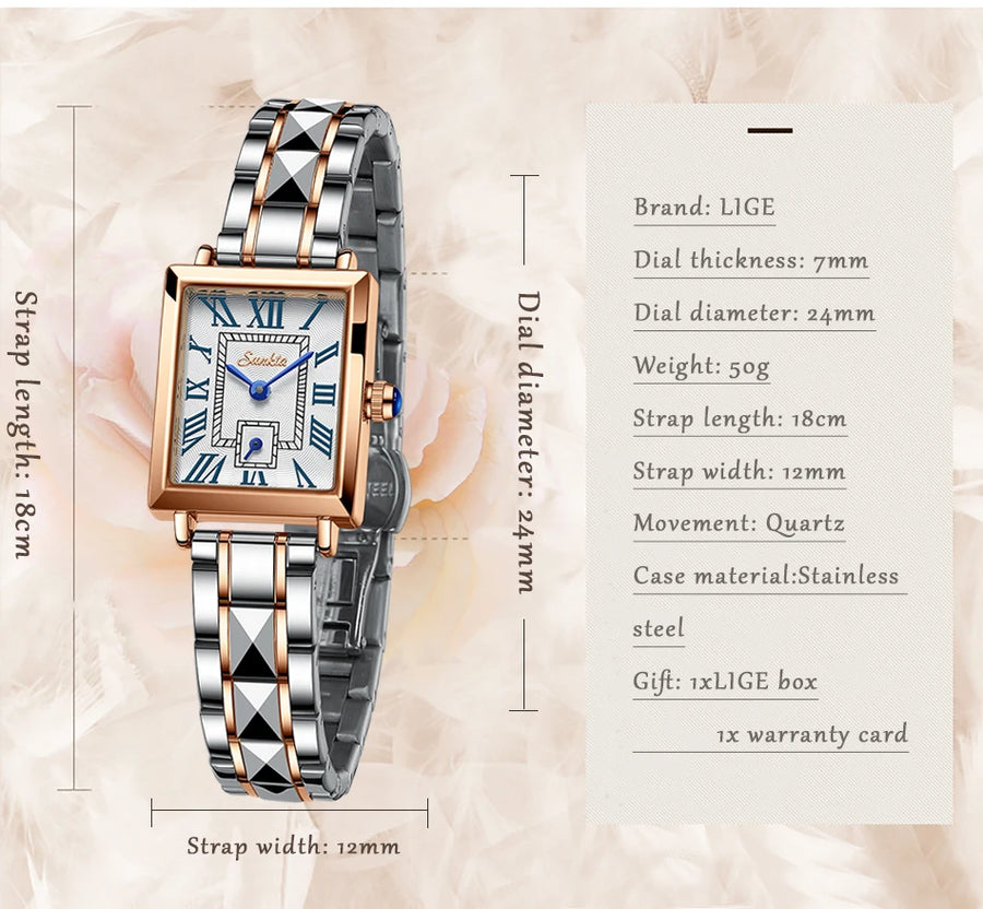 Rose Gold Top Luxury Watch Woman Quartz Waterproof