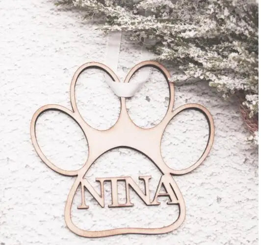 Personalized Dog Name Paw Christmas Ornament.