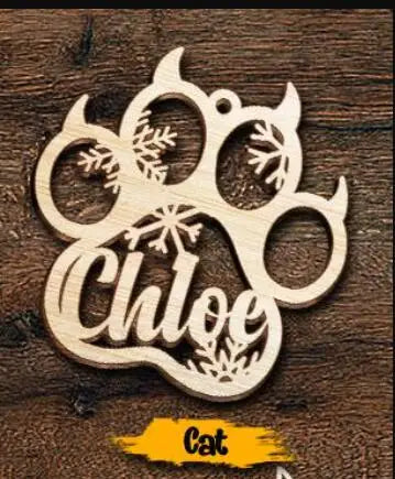Personalized Dog Name Paw Christmas Ornament.