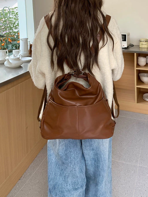 Spring Multi-Functional PU Soft Leather Schoolbag