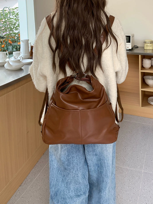 Spring Multi-Functional PU Soft Leather Schoolbag