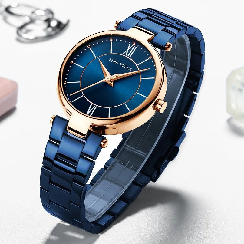 Waterproof Blue Stainless Steel Brand Luxury Quartz Watch
