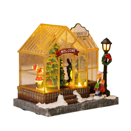 Christmas Musical Greenhouse Ornament with LED Lights