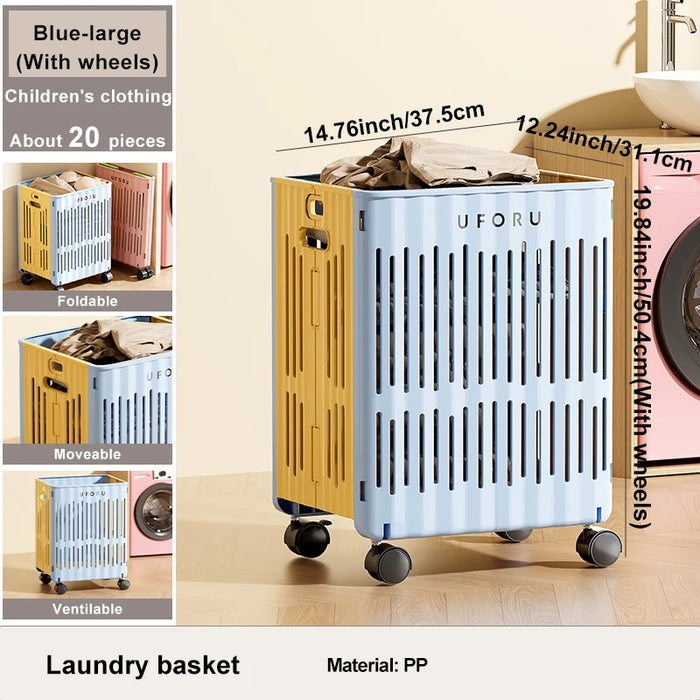Medium/Large Foldable Laundry Hamper Spacious Portable with Wheels for Mobility