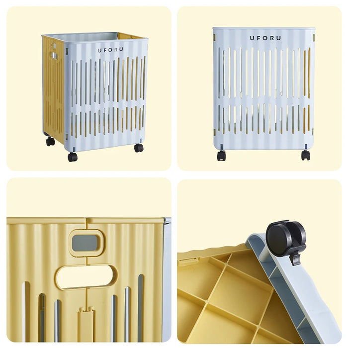 Medium/Large Foldable Laundry Hamper Spacious Portable with Wheels for Mobility