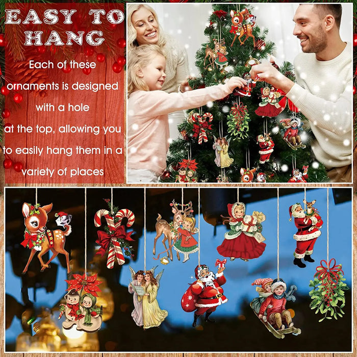 20pcs Christmas Wooden Ornaments