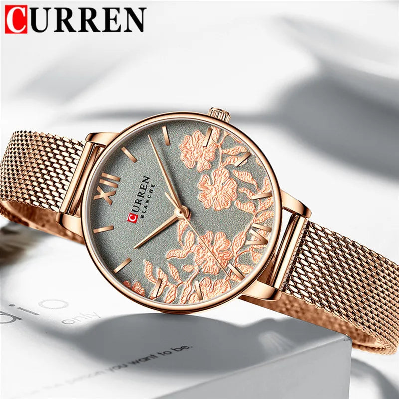 Top Brand Luxury Gold Ladies Wristwatch Stainless Steel Band