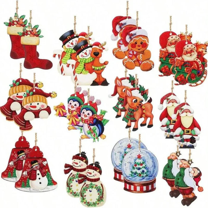 48pcs Wooden Christmas Hanging Ornaments.