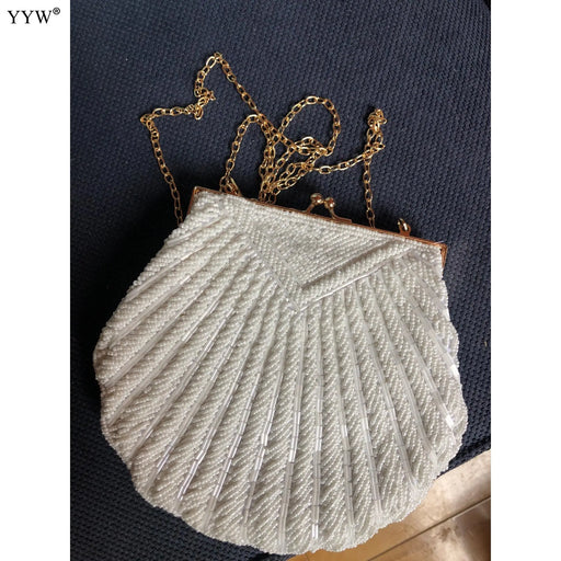 Elegant Beaded Shell Clutch Bag