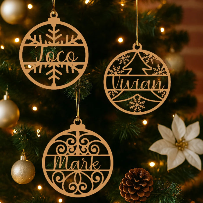 5pcs Personalized Christmas Wood Ornaments