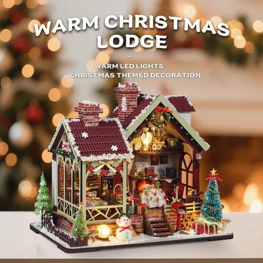 Christmas Night Warm House Miniature Dollhouse DIY Kit with Music Box