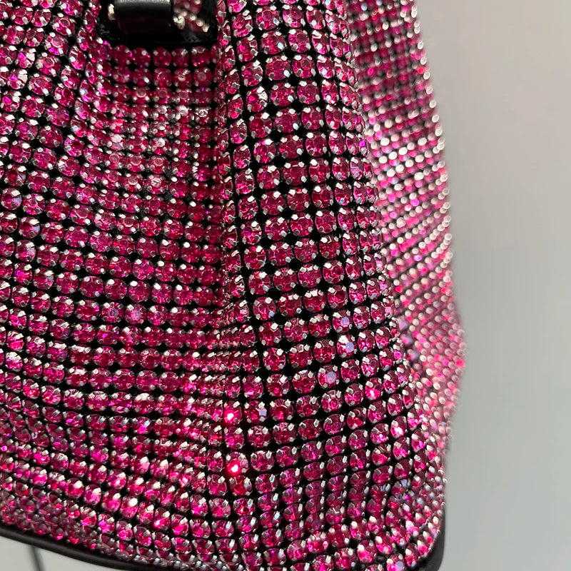 Shiny Crystal Clutch purse bucket Shoulder bag