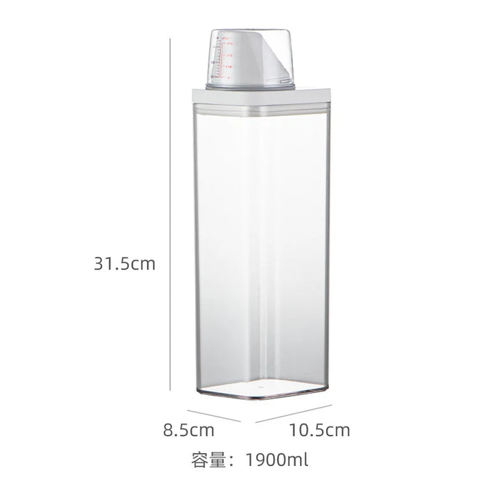 Airtight Clear Kitchen Storage Container with Measuring Cup