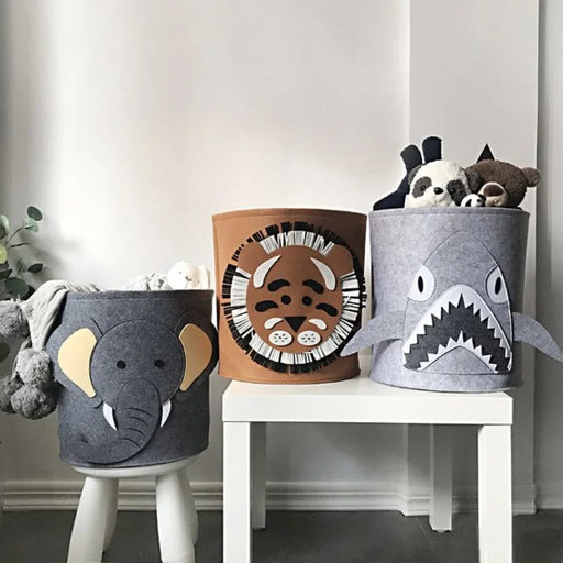 Panda & Dinosaur Felt Toy Storage Basket