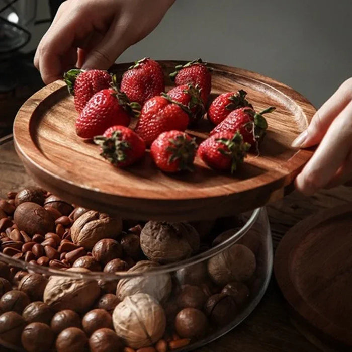 Creative Glass Food Storage Containers with Wooden Lids