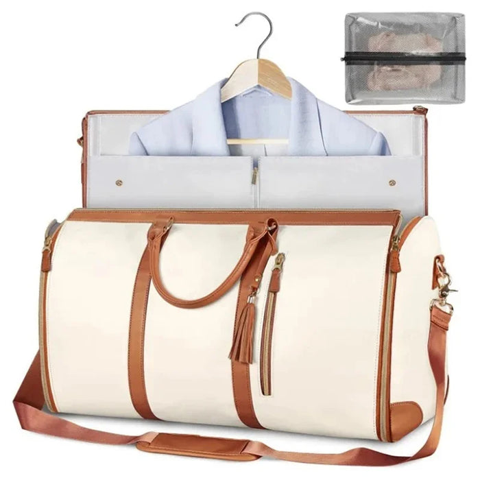 Foldable Women's Travel Convenient Carry-on Clothing Bag Large PU Leather Duffel Bag Women's Business Folding Travel Bag For Man